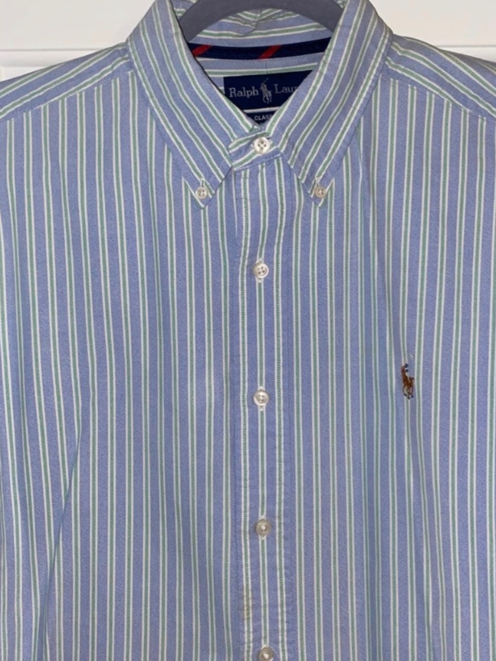 Vintage Ralph Lauren stripe button down green oversized beach golf